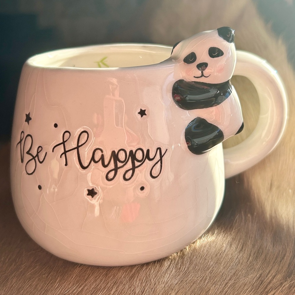 Pacifica Home Panda Ceramic Mug with “Be Happy”